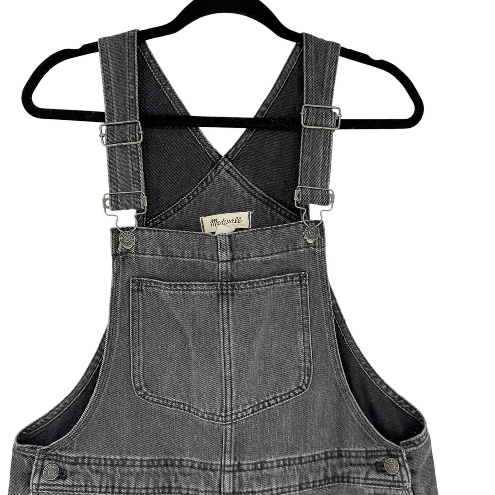 Madewell Carpenter Overalls Double Knee Utility Bib Women L Faded Black Denim - Picture 4 of 6